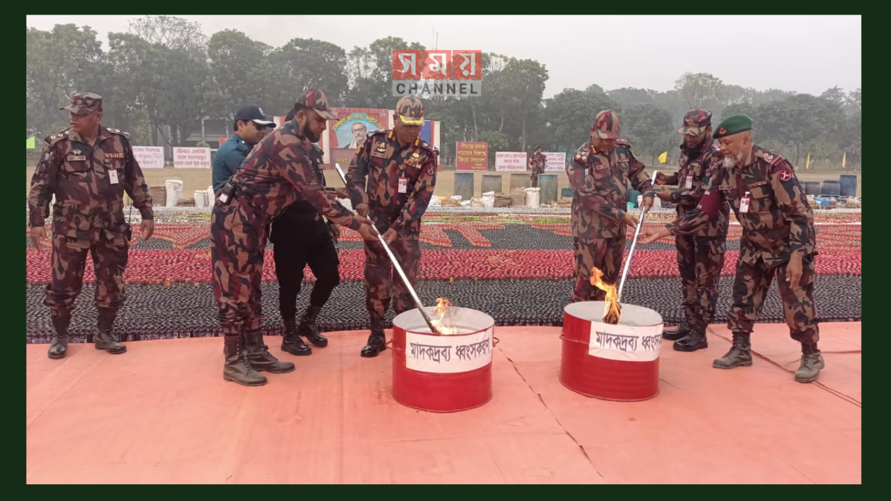 ফুলবাড়ীতে ২৯ বিজিবি কর্তৃক প্রায় ৮ কোটি টাকার মাদকদ্রব্য ধ্বংস